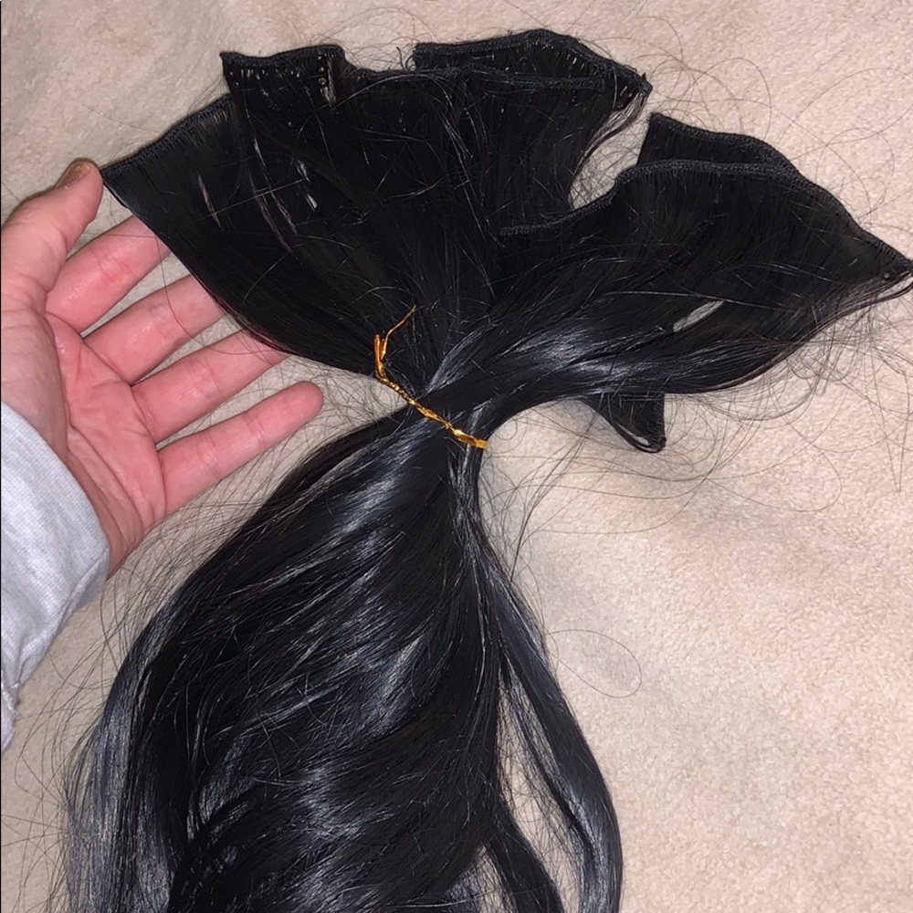Soft black hair extensions